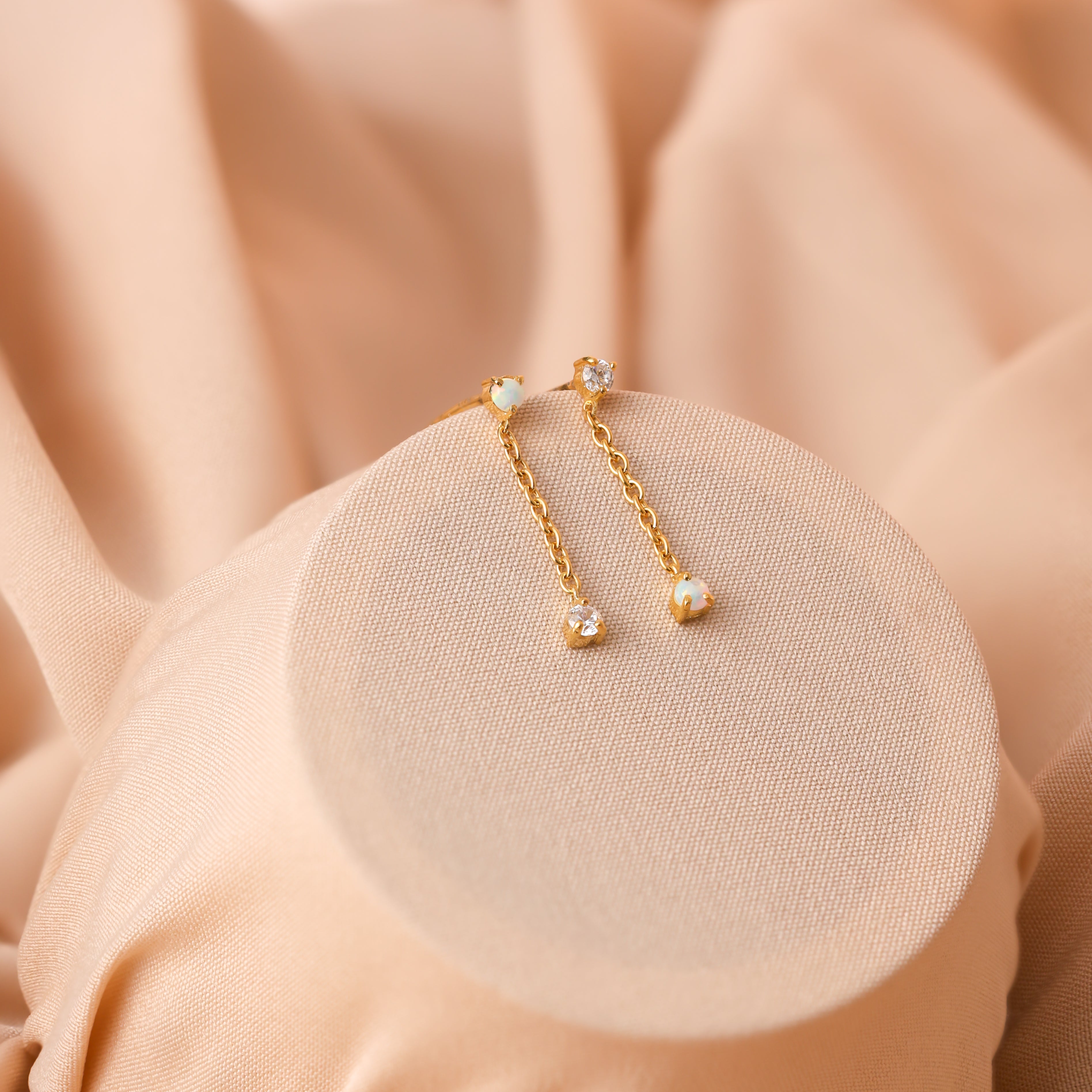 Opal Drop Stud Earrings Gold Plated For Women/Girls